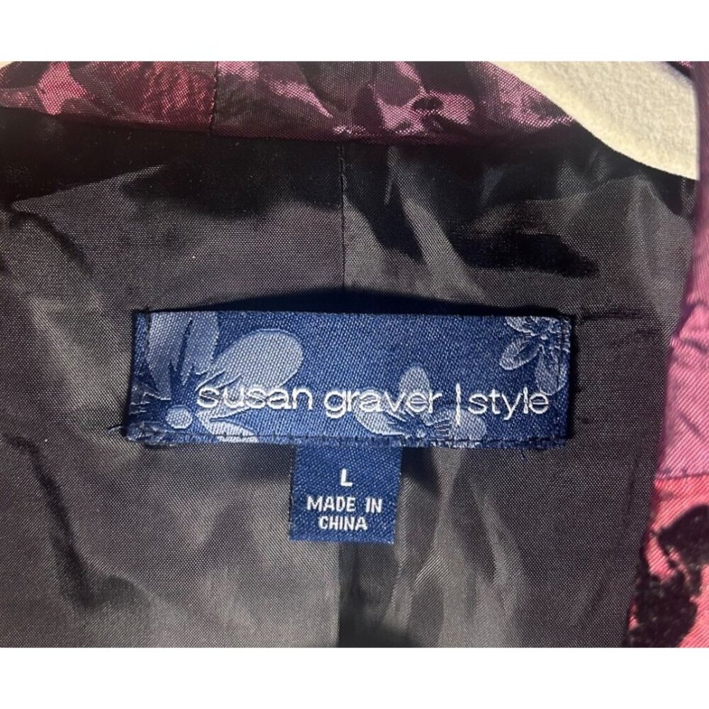 Womens L Floral Crushed Velvet Patchwork Jacket Black & Purple Fairy Whimsy - Picture 3 of 7